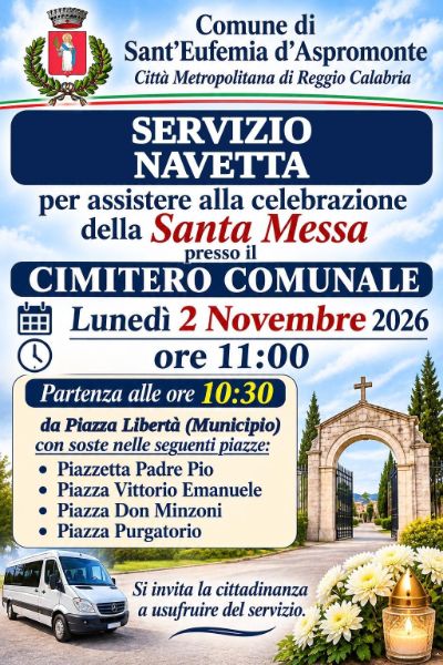 Manifesto Servizio Navetta Cimitero Comunale Giorno 2 Novembre 2026